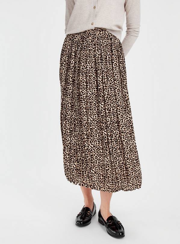 Pleated midi outlet skirt animal print